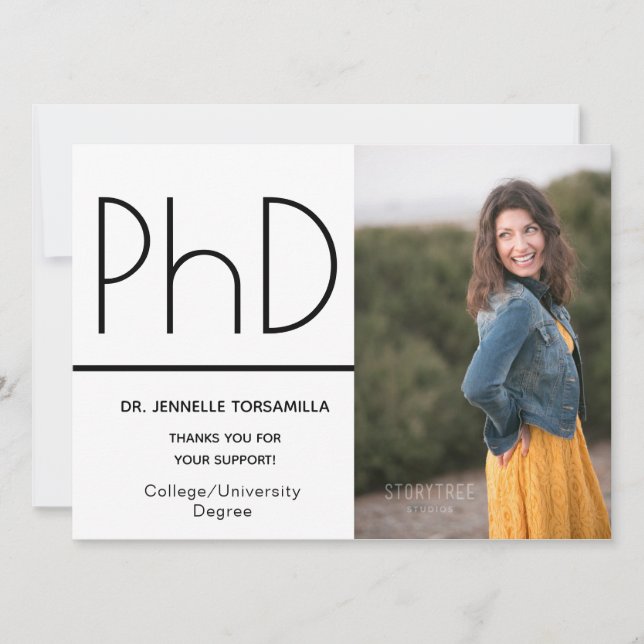Kraft paper PhD degree Photo Announcement (Front)