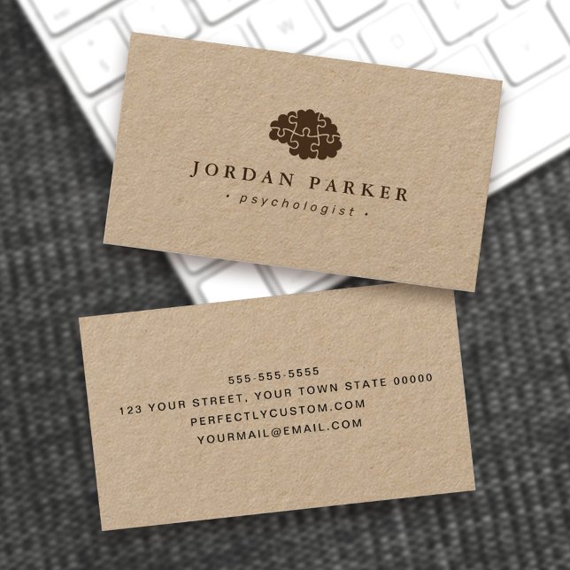 Kraft paper psychologist psychiatrist counsellor business card (Creator Uploaded)