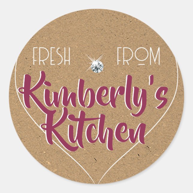 Kraft Paper Purple Glam Rhinestone Cupcake Label (Front)