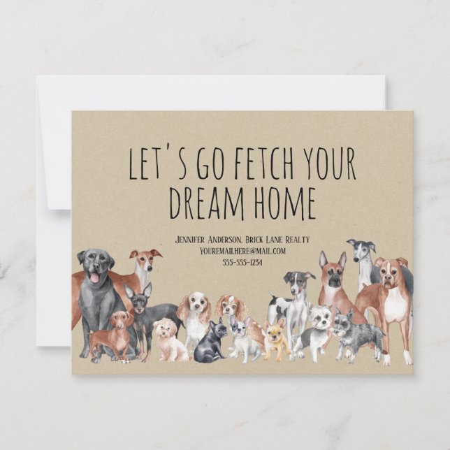 Kraft Paper Real Estate Dogs Marketing Card (Front)