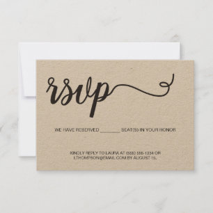 Kraft Paper RSVP without mailing Reserved Seat