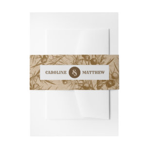 Kraft Paper Rustic Botanical Wedding Invitation Belly Band