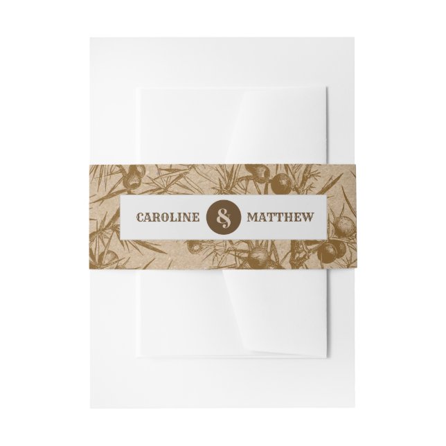 Kraft Paper Rustic Botanical Wedding  Invitation Belly Band (Front Example)