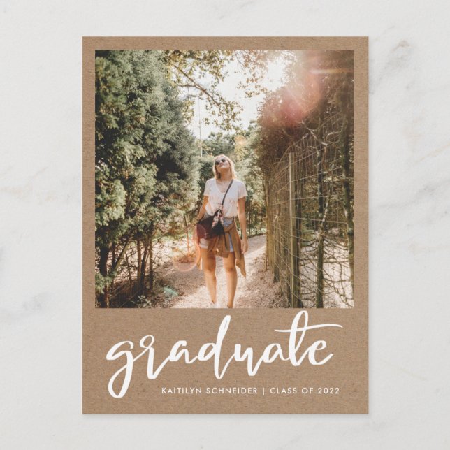 Kraft Paper Rustic Graduate Save The Date Photo Postcard (Front)