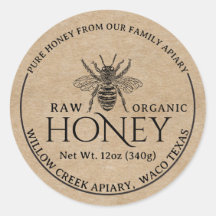Kraft Paper Rustic Raw Organic Honey Jar Label