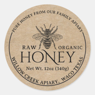 Kraft Paper Rustic Raw Organic Honey Jar Label