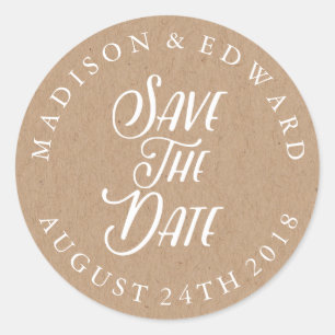 Kraft Paper Save the Date wedding sticker
