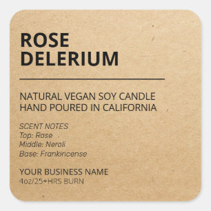 Kraft Paper Scent Notes Candle Product Labels