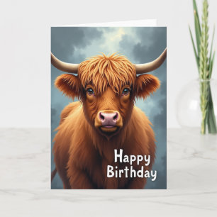Kraft Paper Shaggy Cow Birthday Card