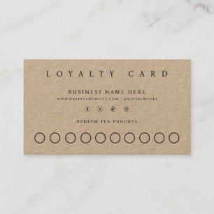 Kraft Paper Simple Minimalist Punch Style Loyalty Card