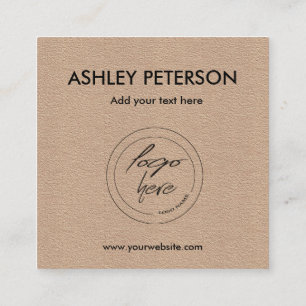 Kraft Paper   Social Media Icons Custom Logo  Busi Square Business Card