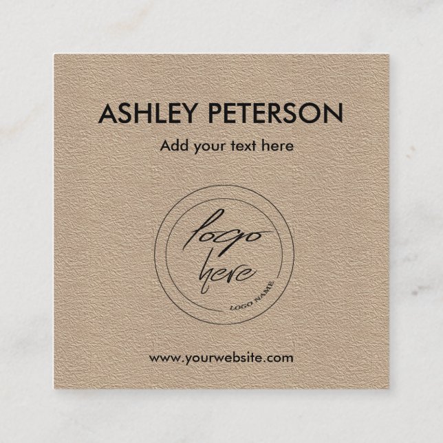 Kraft Paper | Social Media Icons Custom Logo  Busi Square Business Card (Back)