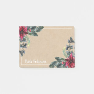 Kraft Paper Spruce Red Poinsettia Post-it Notes