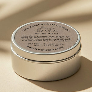Kraft paper style lip balm tin label 