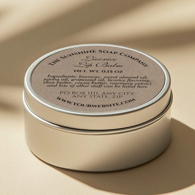 Kraft paper style lip balm tin label  (Creator Uploaded)
