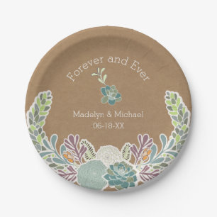 Kraft Paper Succulents Custom Wedding Paper Plates