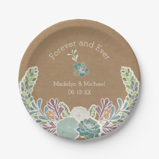 Kraft Paper Succulents Custom Wedding Paper Plates