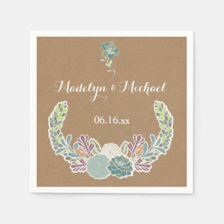 Kraft Paper Succulents Wedding Paper Napkins