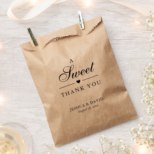 Kraft Paper Sweet Thank You Wedding Favour Bag (Clipped)
