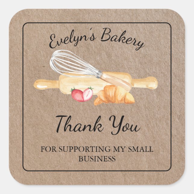 Kraft Paper Thank you baking business label (Front)