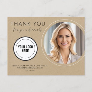 Kraft Paper Thank You Referral Real Estate  Postcard