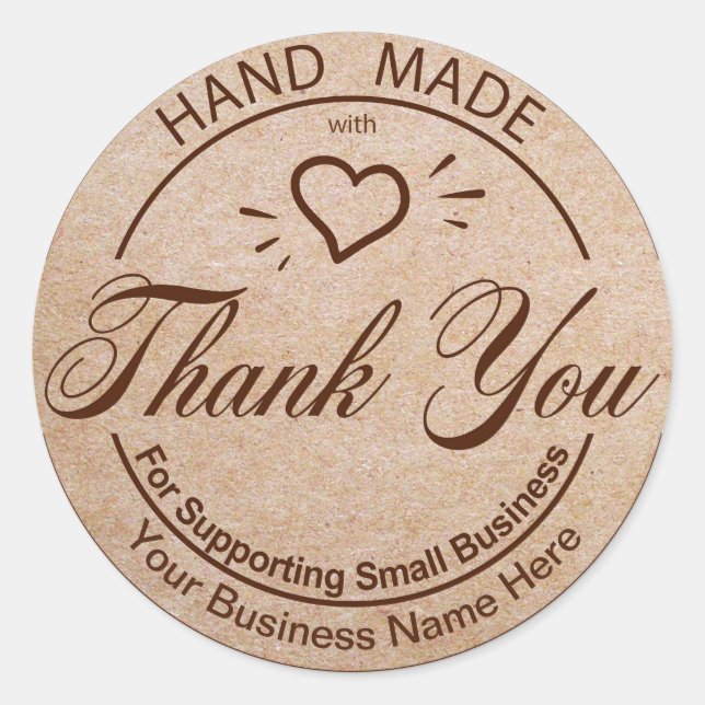 Kraft Paper Thank You Small Business Sticker (Front)