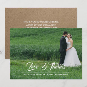 Kraft Paper Wedding Thank You Photo Card