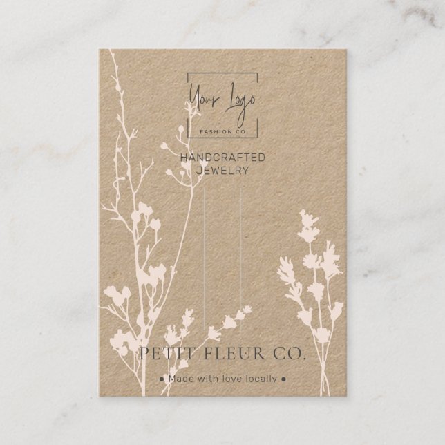 Kraft Paper Wildflowers Jewellery Hairclip Display Calling Card (Front)