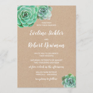 Kraft Paper with Succulents Wedding Invitation