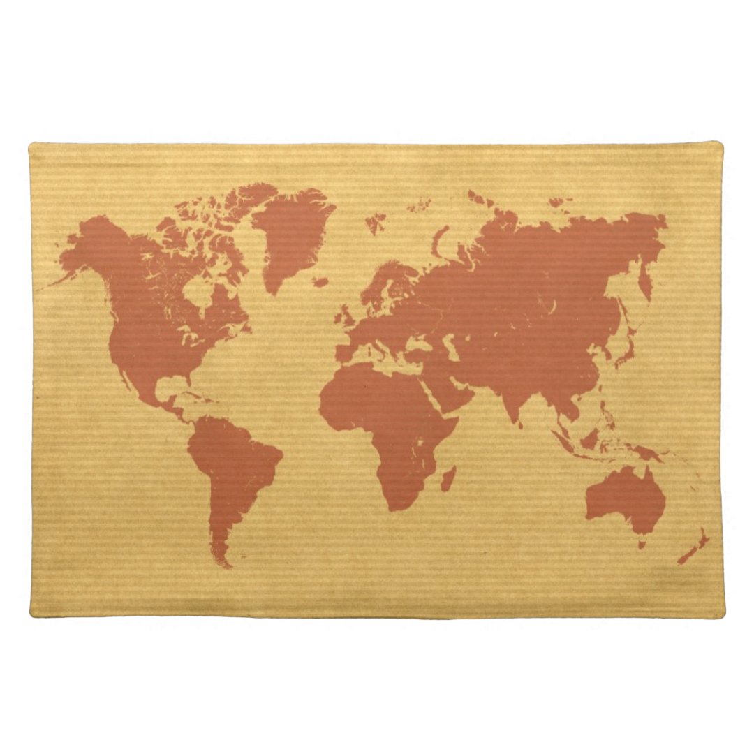 Kraft Paper World Map Placemat Zazzle