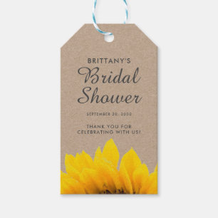 Kraft Paper Yellow Sunflower Bridal Shower Gift Tags