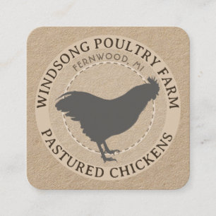 Kraft Pastured Hen No Antibiotics Poultry Farm  Square Business Card