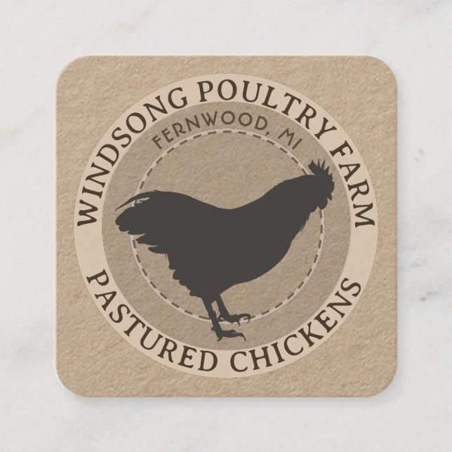 Kraft Pastured Hen No Antibiotics Poultry Farm  Square Business Card (Front)