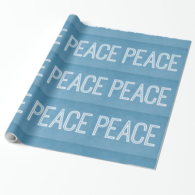 Kraft Peace Wrapping Paper, Blue Paper (Unrolled)