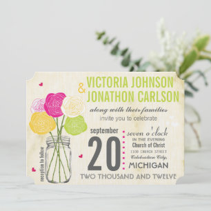 Kraft Photo Ranunculus Rose Modern Typography Invitation
