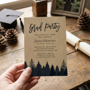 Kraft Pine Tree Forest Graduate Graduation Party Invitation