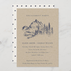 Kraft Pine Woods Mountain Sketch Engagement Invite