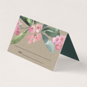 KRAFT PINK CHRIST THORN BLOOM WEDDING PLACE CARD