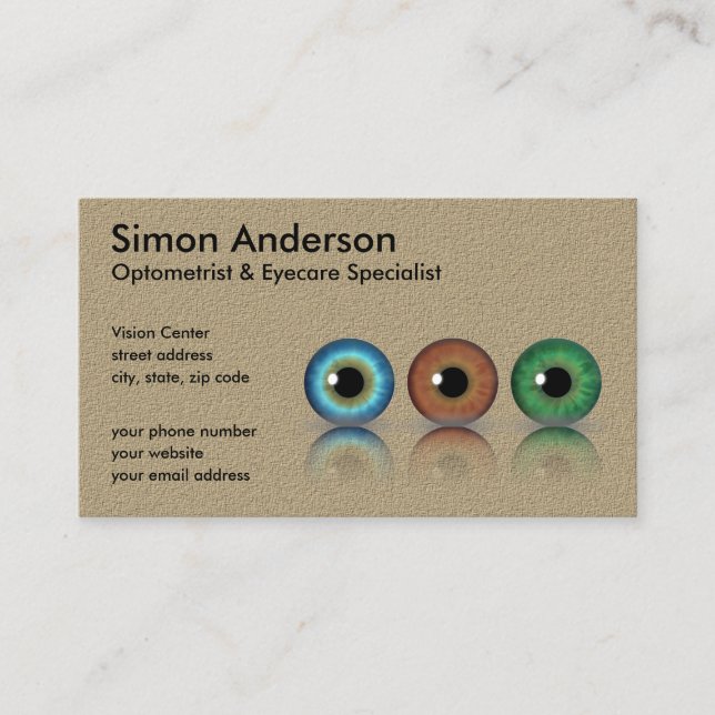 Kraft Professional Optometrist Eyeballs Optometry Business Card (Front)
