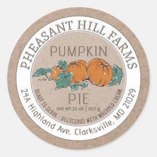 Kraft Pumpkin Pie Pumpkins on Vine illustration Classic Round Sticker