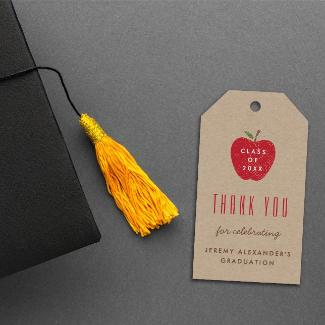 Kraft Red Apple Graduation Party Favour Gift Tag (Creator Uploaded)
