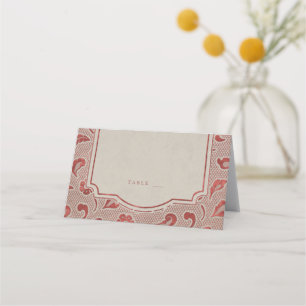 Kraft red Lace rustic country wedding place cards