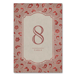 Kraft red Lace rustic country wedding table card