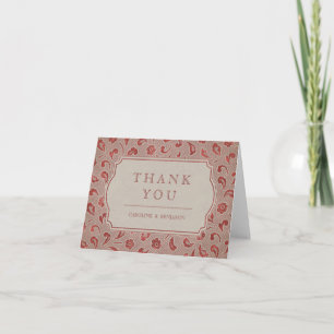 Kraft red Lace rustic country wedding thank you