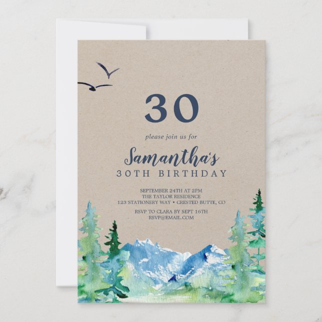 Kraft Rocky Mountain 30th Birthday Invitation (Front)