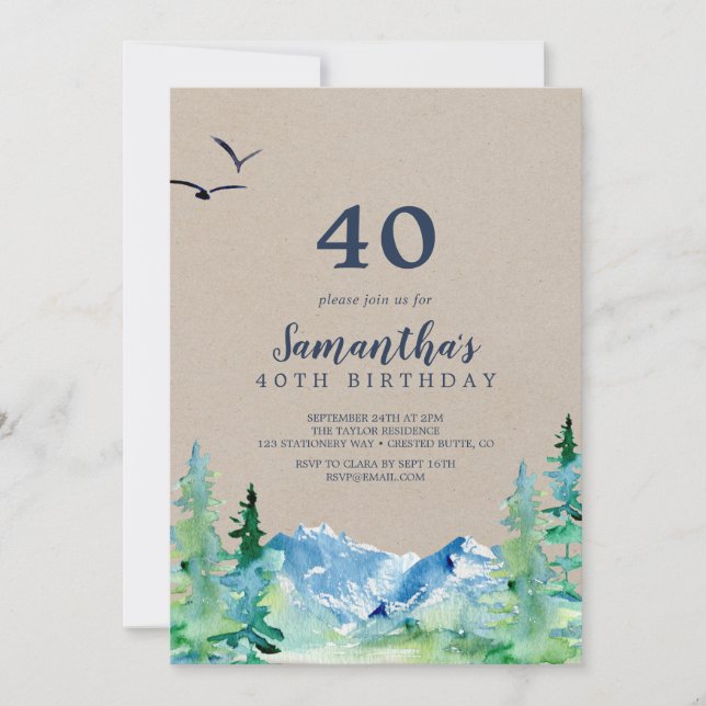 Kraft Rocky Mountain 40th Birthday Invitation (Front)