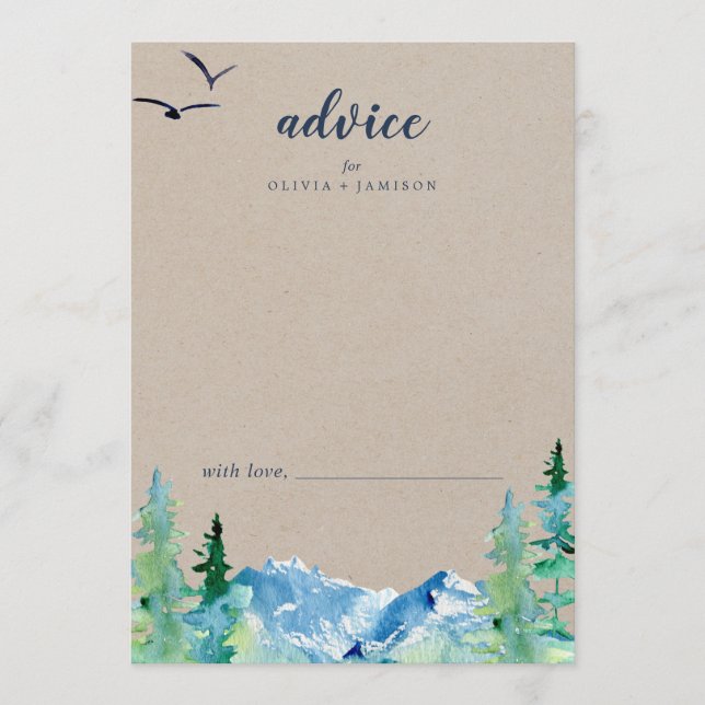 Kraft Rocky Mountain Destination Wedding Advice Card (Front)