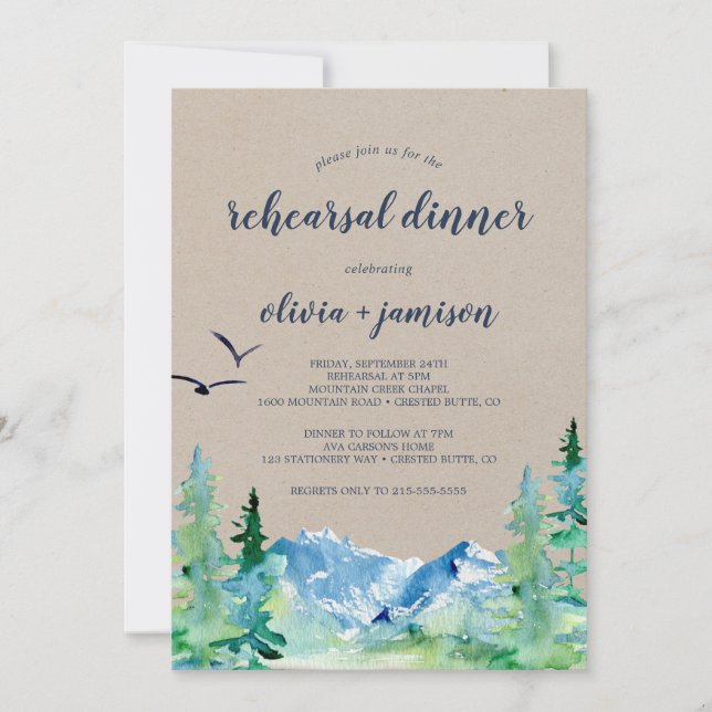 Kraft Rocky Mountain Rehearsal Dinner Invitation (Front)
