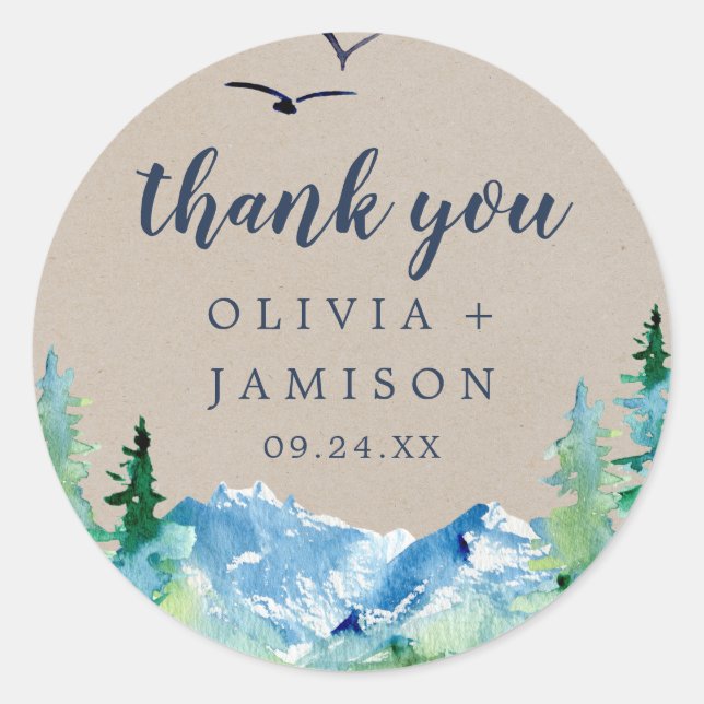 Kraft Rocky Mountain Thank You Favour Sticker (Front)
