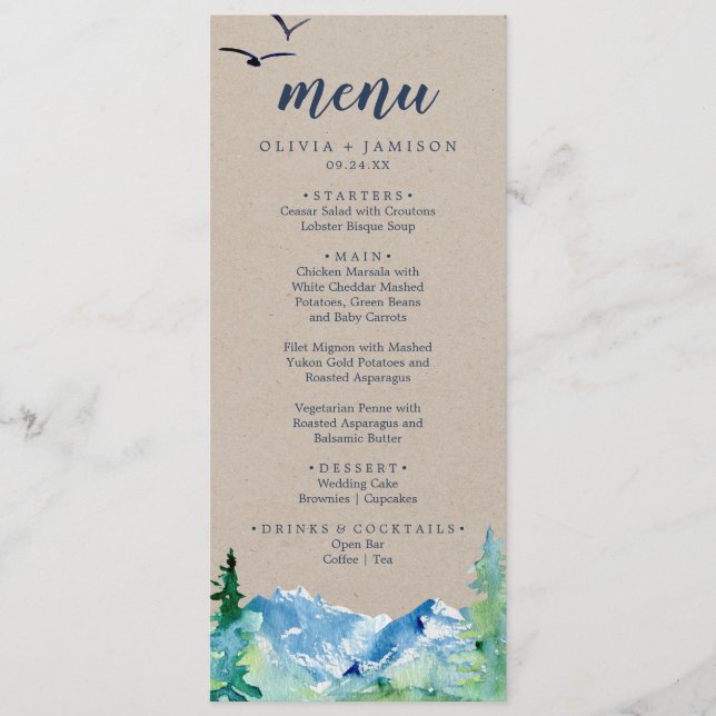 Kraft Rocky Mountain Wedding Dinner Menu (Front)